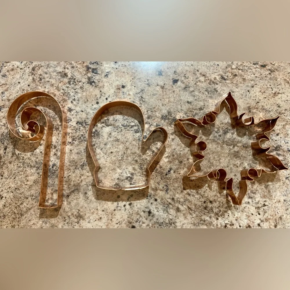 Vintage Lot of 3 Large Copper Cookie Cutters Winter-Theme Baking William Sonoma